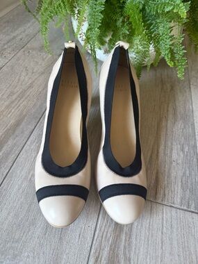 Stuart Weitzman  Cream and Black Heels with Elegant Design New